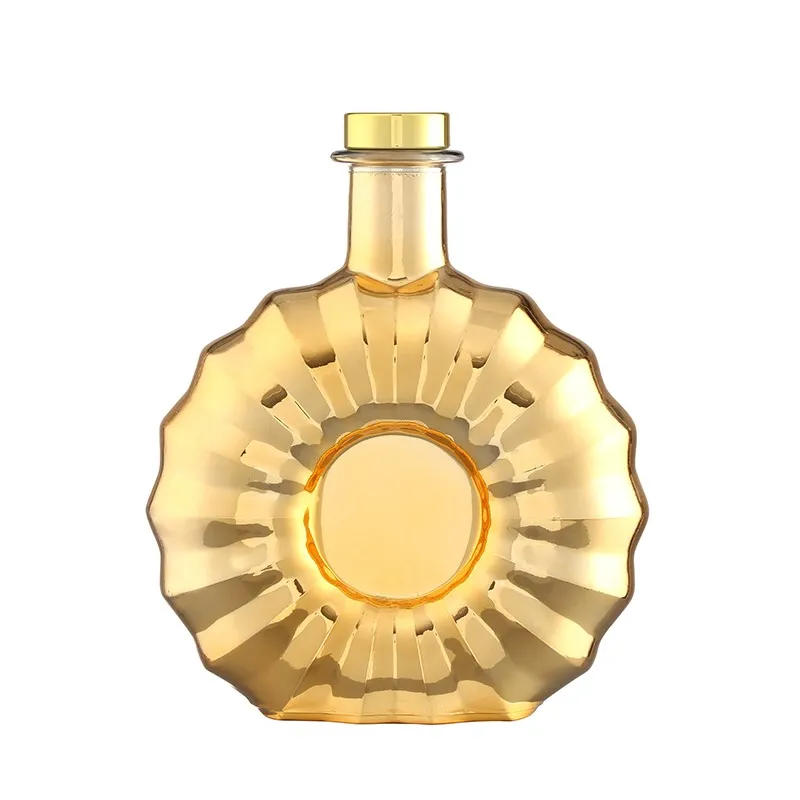 Premium Sunburst Round Glass Liquor Bottle manufacturers