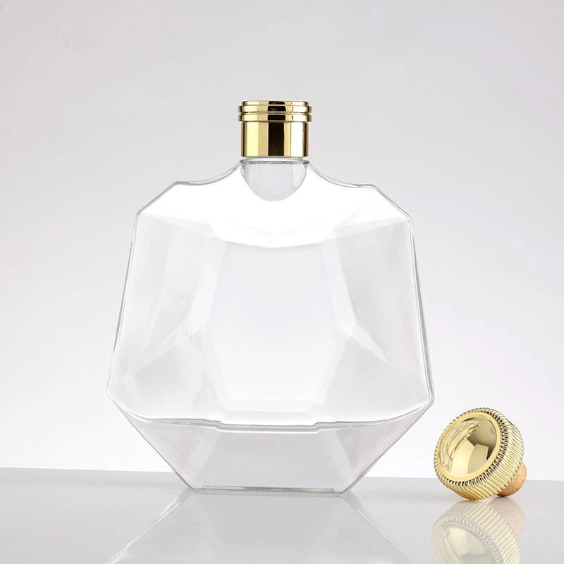Faceted Square Glass Liquor Bottle factory