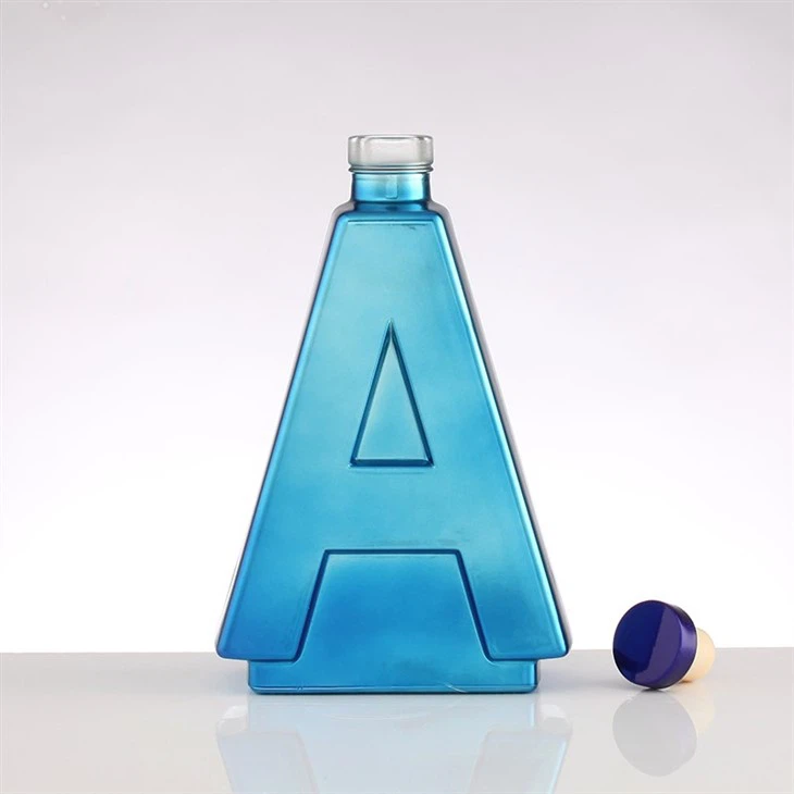 Electroplated Letter A Shaped Glass Bottle