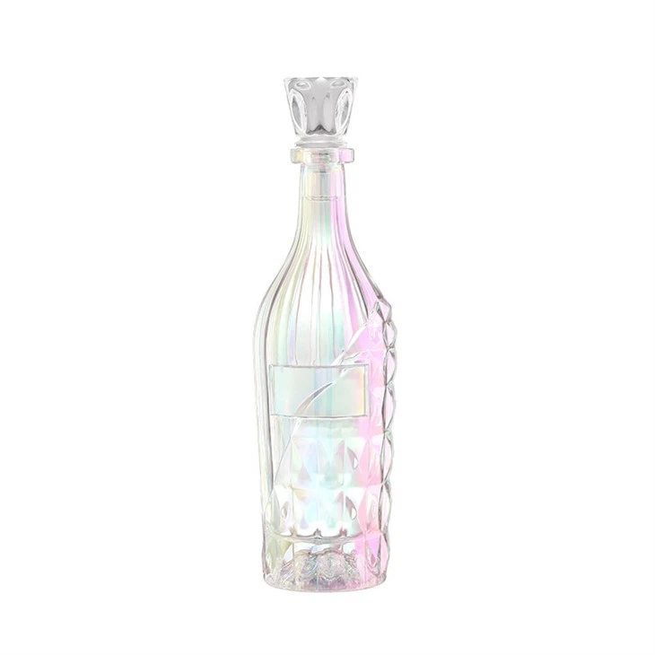 Custom Shape Liquor Glass Bottle 500ml Pink Color