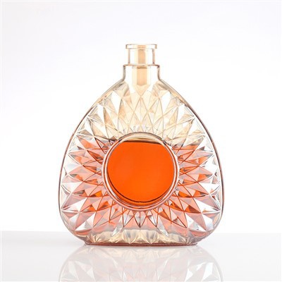 Faceted Pear Shaped Glass Liquor Bottle