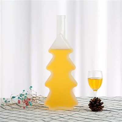 Christmas Tree Frosted Glass Bottle