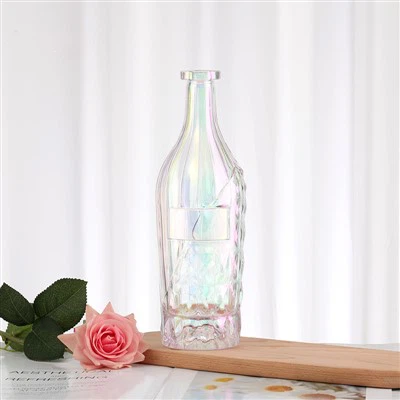 Custom Shape Liquor Glass Bottle 500ml Pink Color