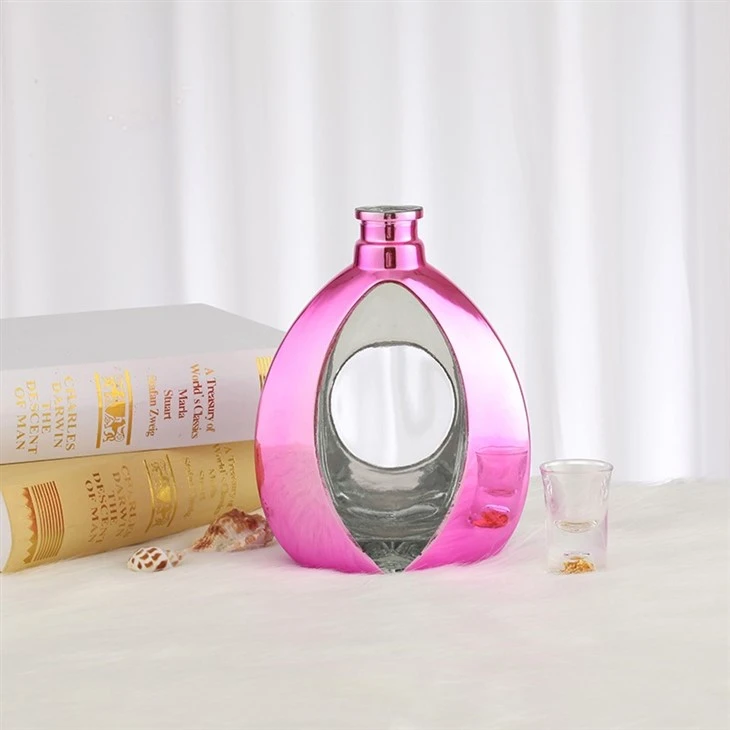 Pink Color Pear Shape 500ml Glass Bottle